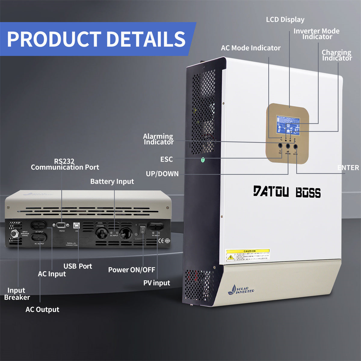 DATOUBOSS Rechargeable Lifepo4 Batteries Voltage Converters Inverter