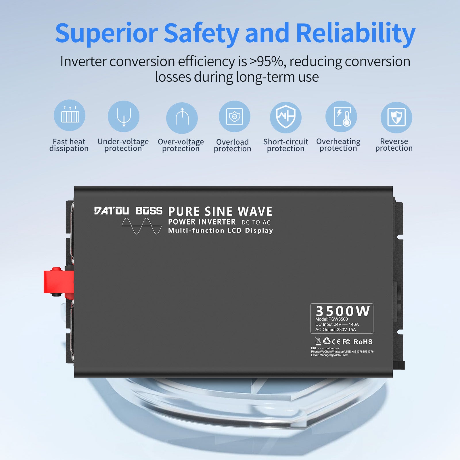 DATOUBOSS Rechargeable Lifepo4 Batteries Voltage Converters Inverter