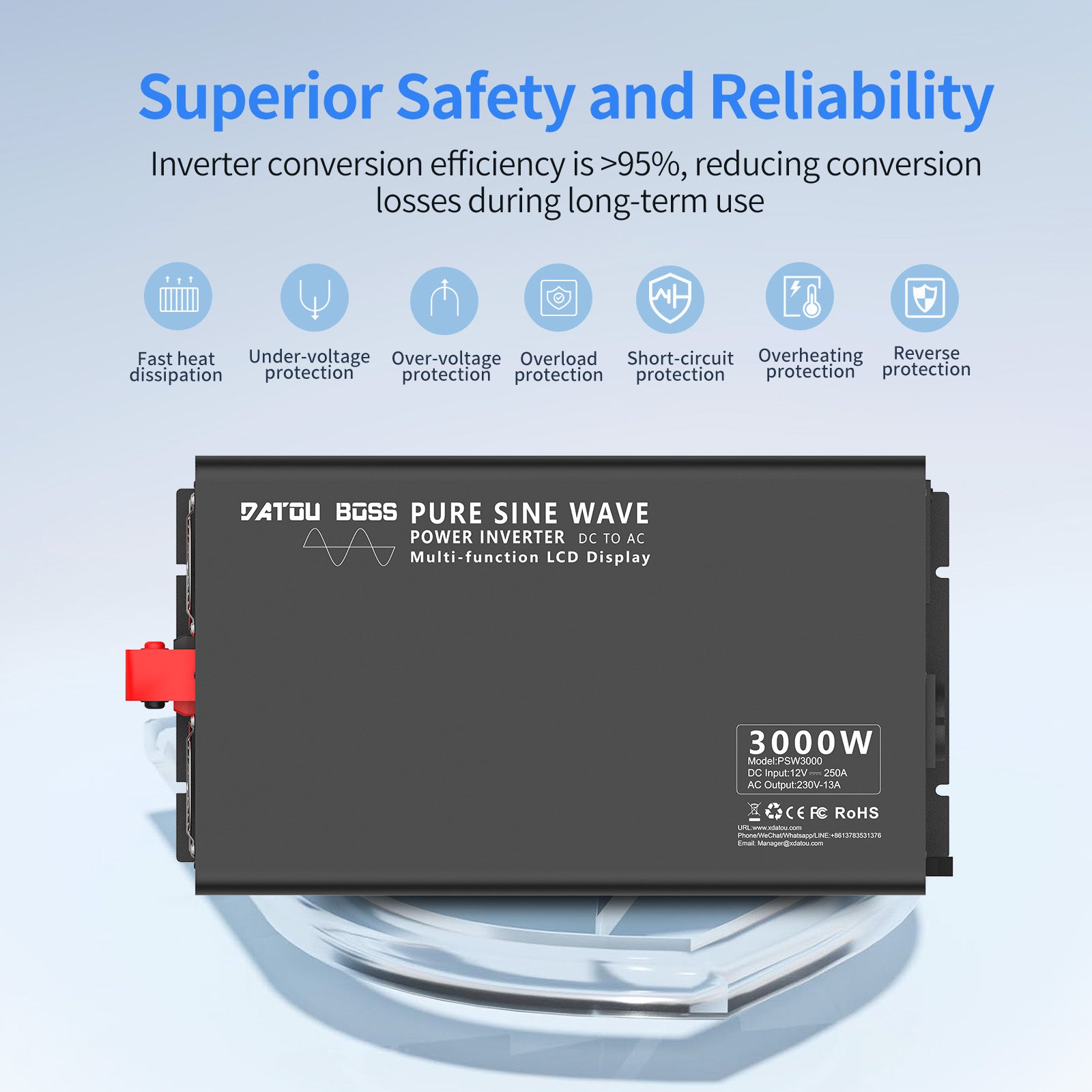 DATOUBOSS Rechargeable Lifepo4 Batteries Voltage Converters Inverter