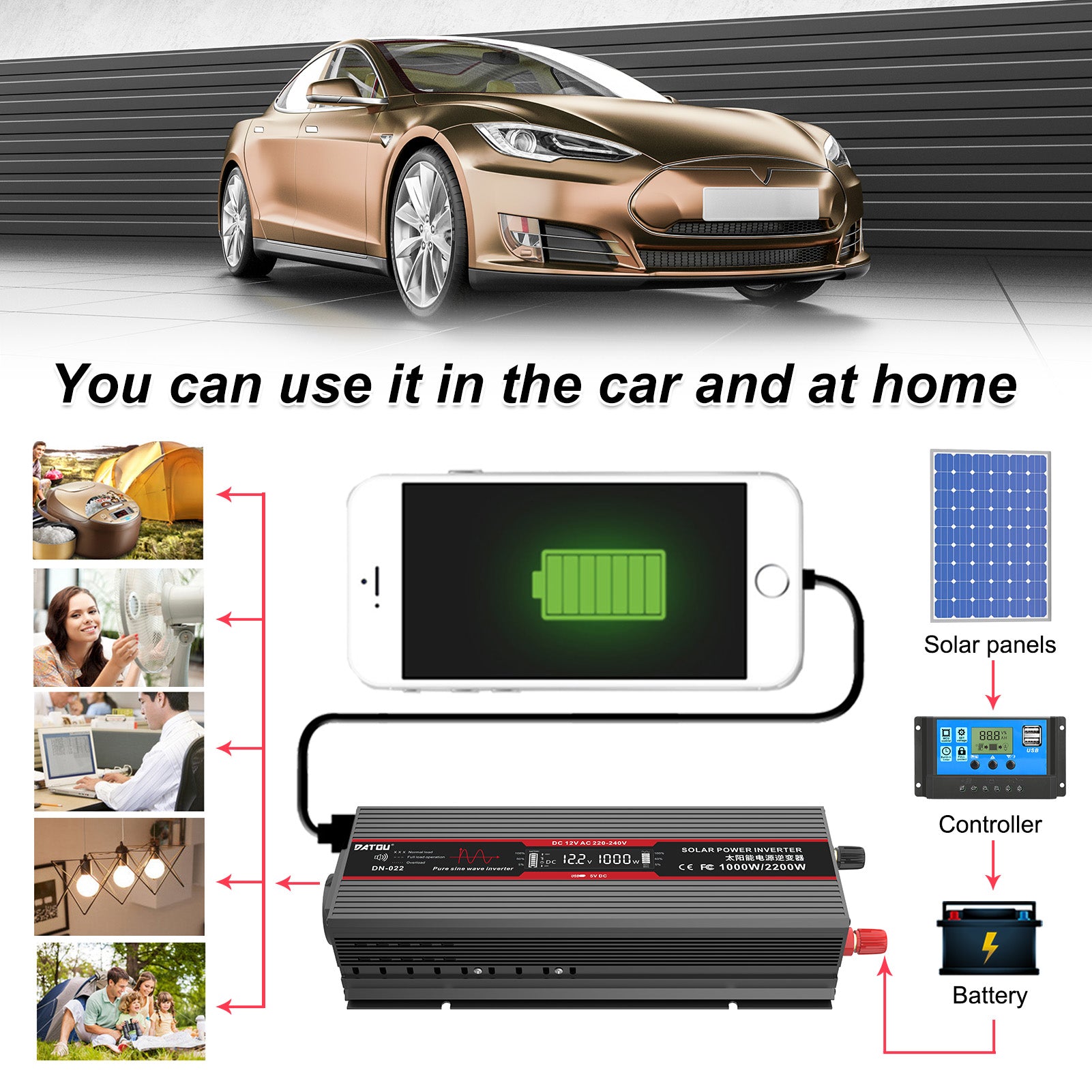 DATOUBOSS Rechargeable Lifepo4 Batteries Voltage Converters Inverter
