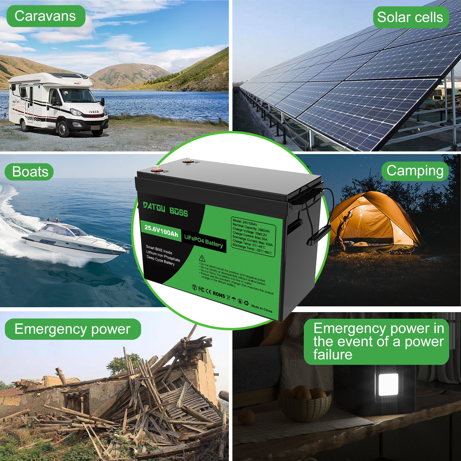 DATOUBOSS Rechargeable Lifepo4 Batteries Voltage Converters Inverter
