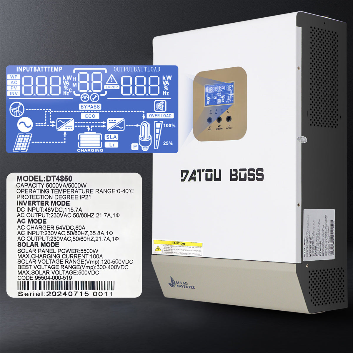 DATOUBOSS Rechargeable Lifepo4 Batteries Voltage Converters Inverter