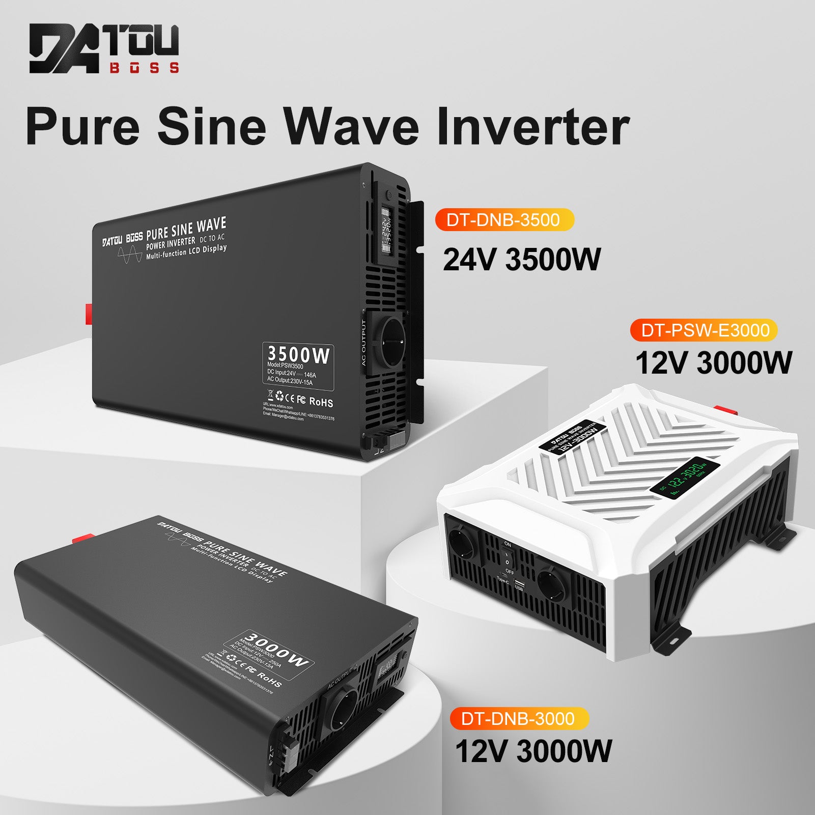 DATOUBOSS Rechargeable Lifepo4 Batteries Voltage Converters Inverter