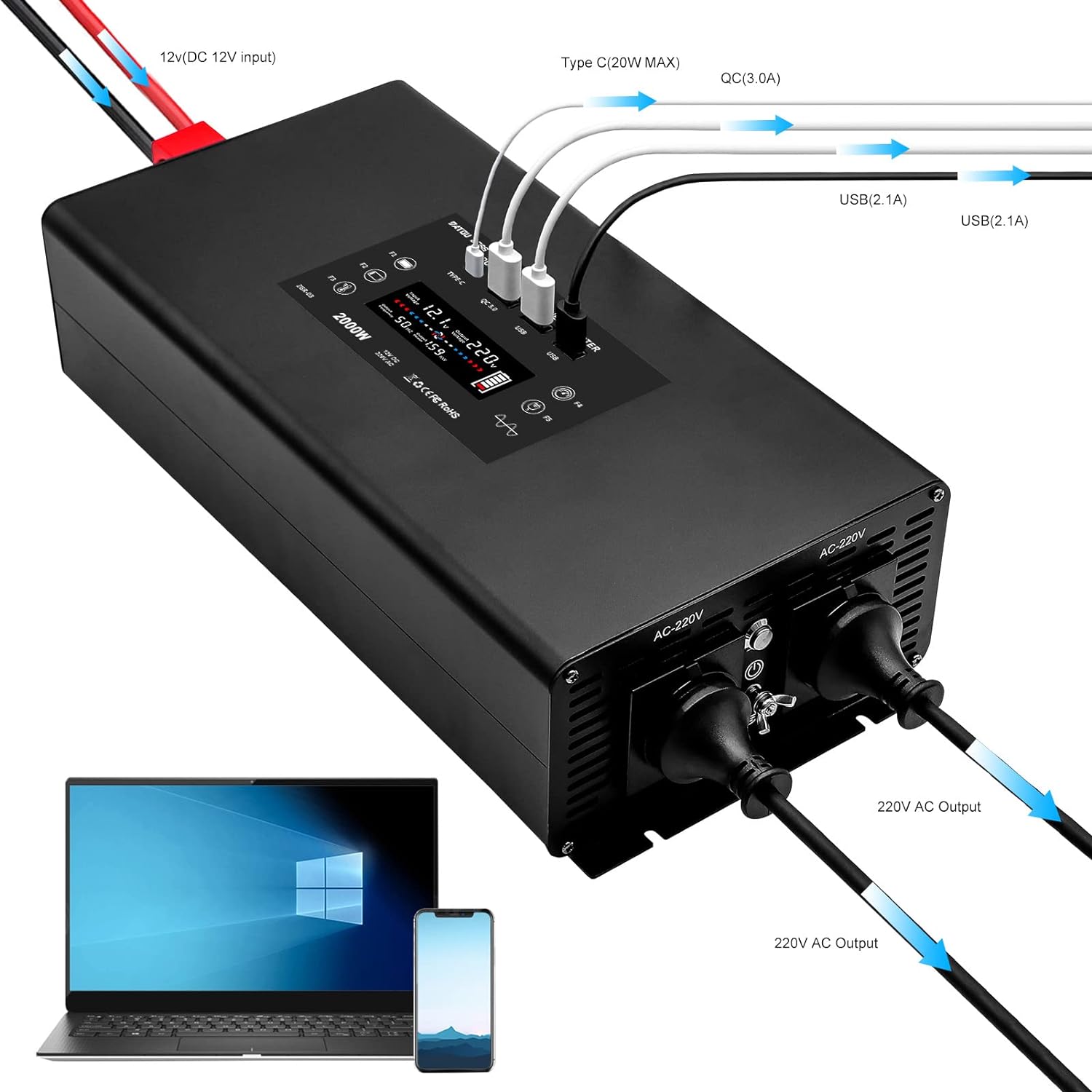 DATOUBOSS Rechargeable Lifepo4 Batteries Voltage Converters Inverter