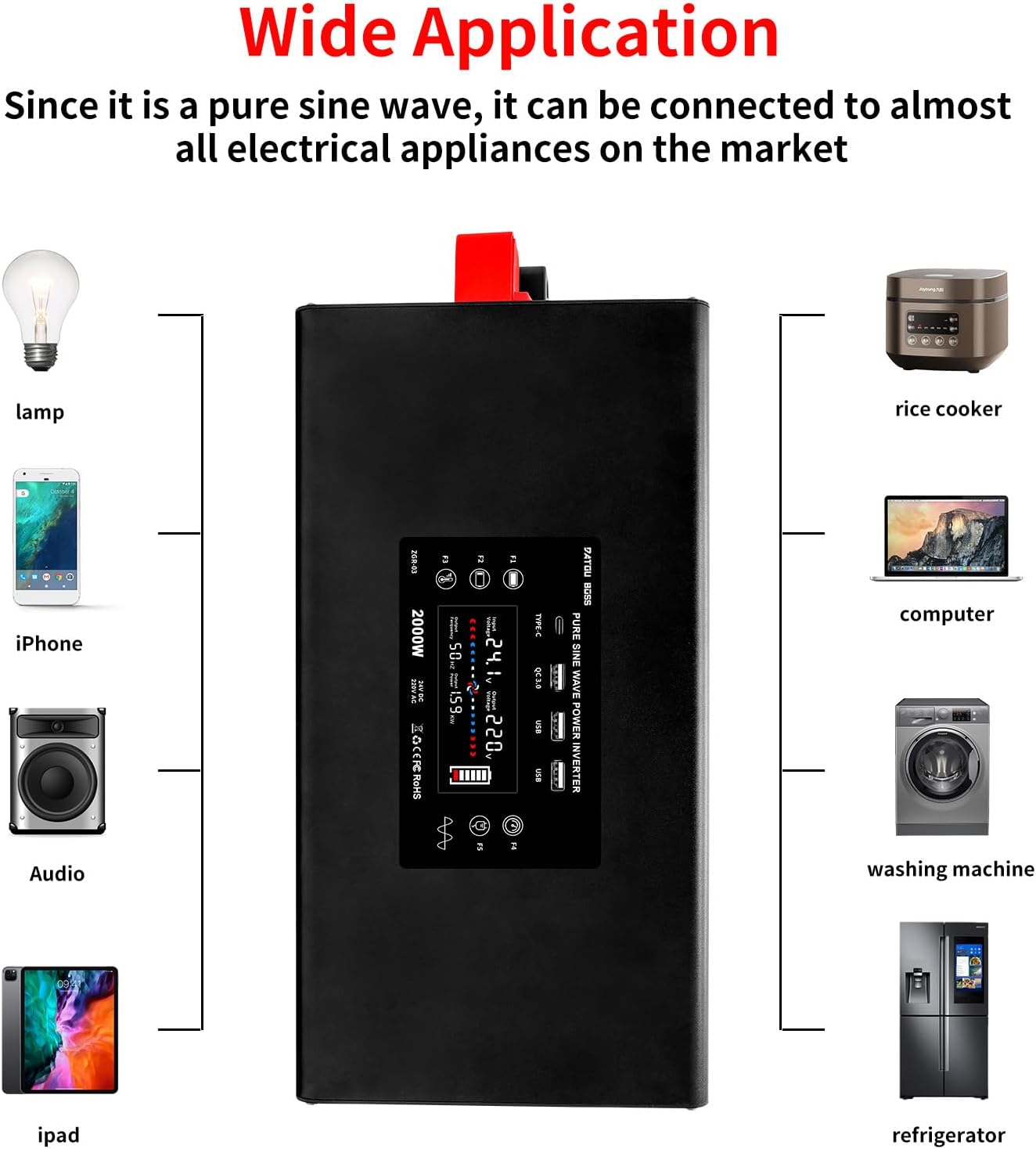 DATOUBOSS Rechargeable Lifepo4 Batteries Voltage Converters Inverter