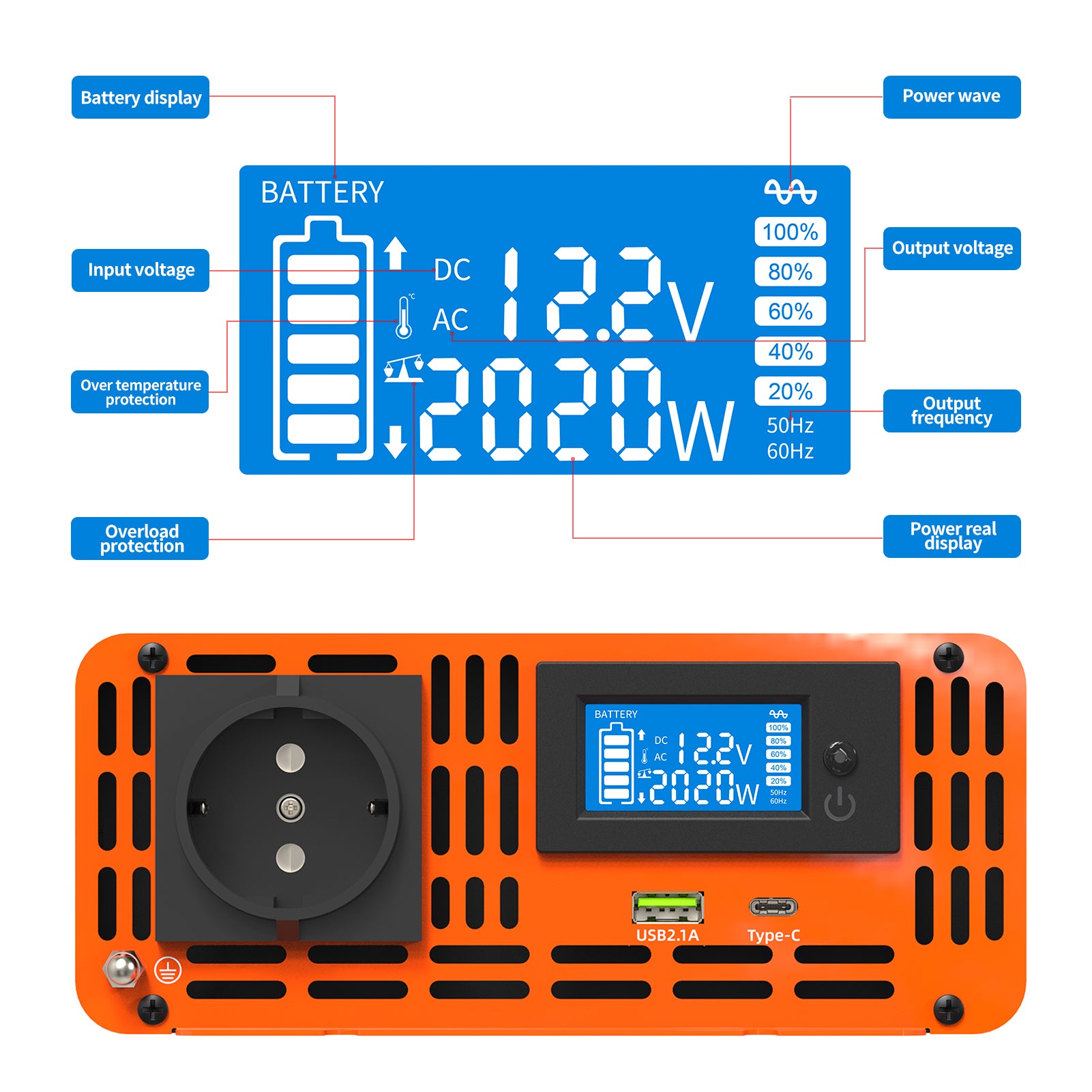 DATOUBOSS Rechargeable Lifepo4 Batteries Voltage Converters Inverter