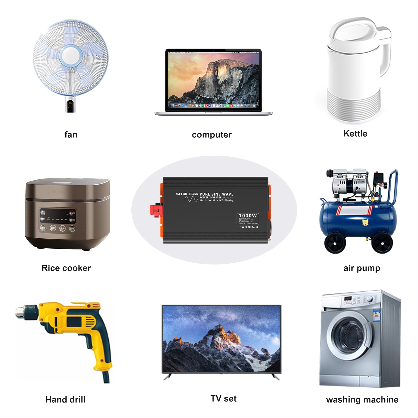 DATOUBOSS Rechargeable Lifepo4 Batteries Voltage Converters Inverter