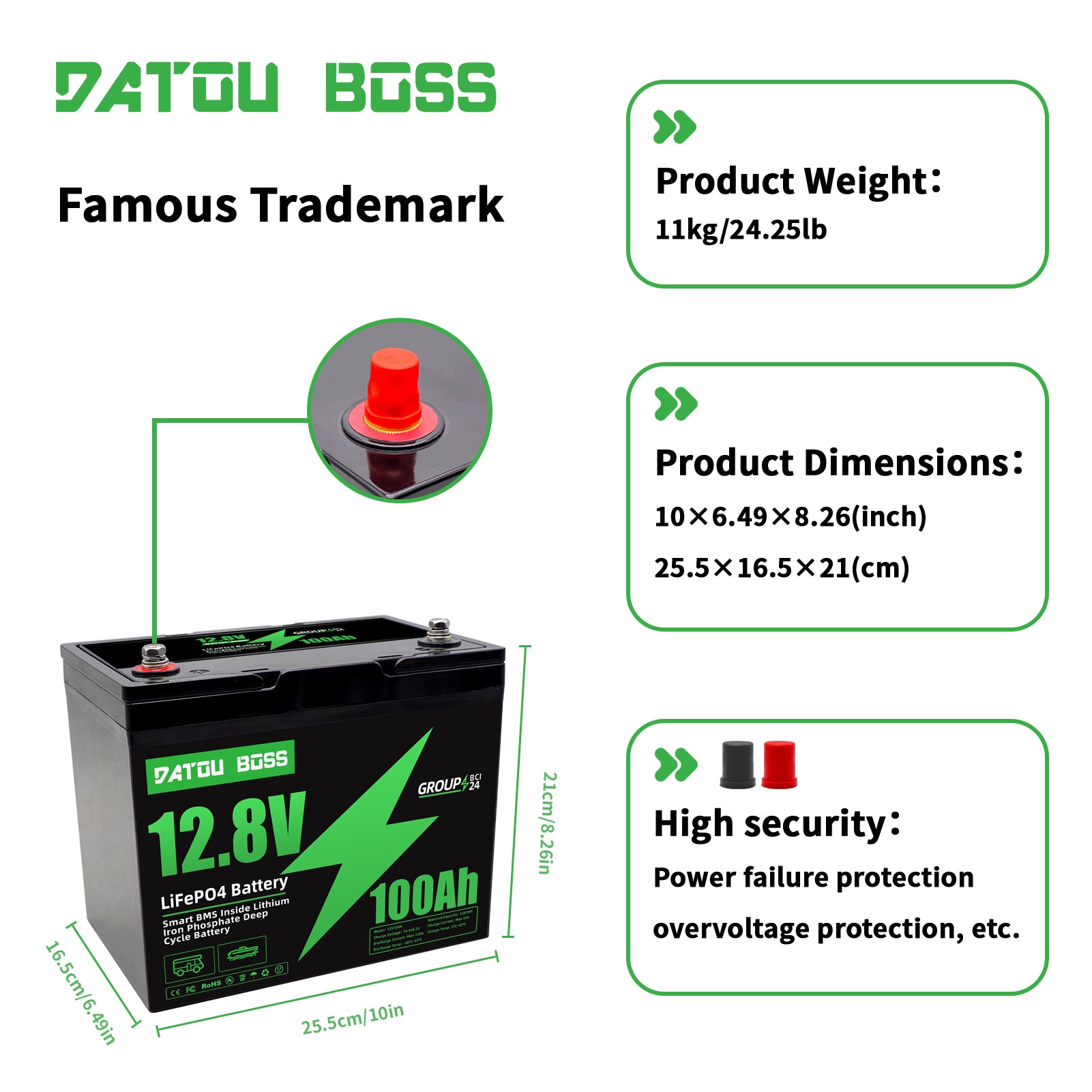 DATOUBOSS Rechargeable Lifepo4 Batteries Voltage Converters Inverter