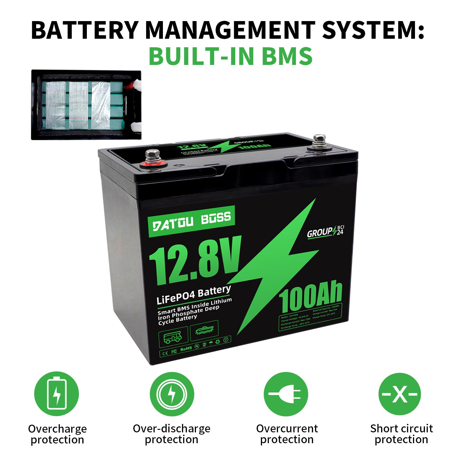 DATOUBOSS Rechargeable Lifepo4 Batteries Voltage Converters Inverter