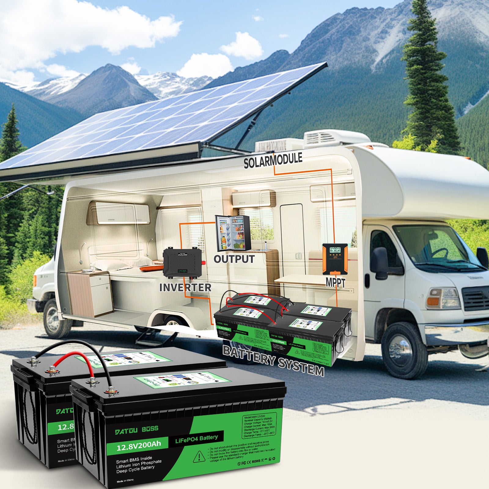 DATOUBOSS Rechargeable Lifepo4 Batteries Voltage Converters Inverter