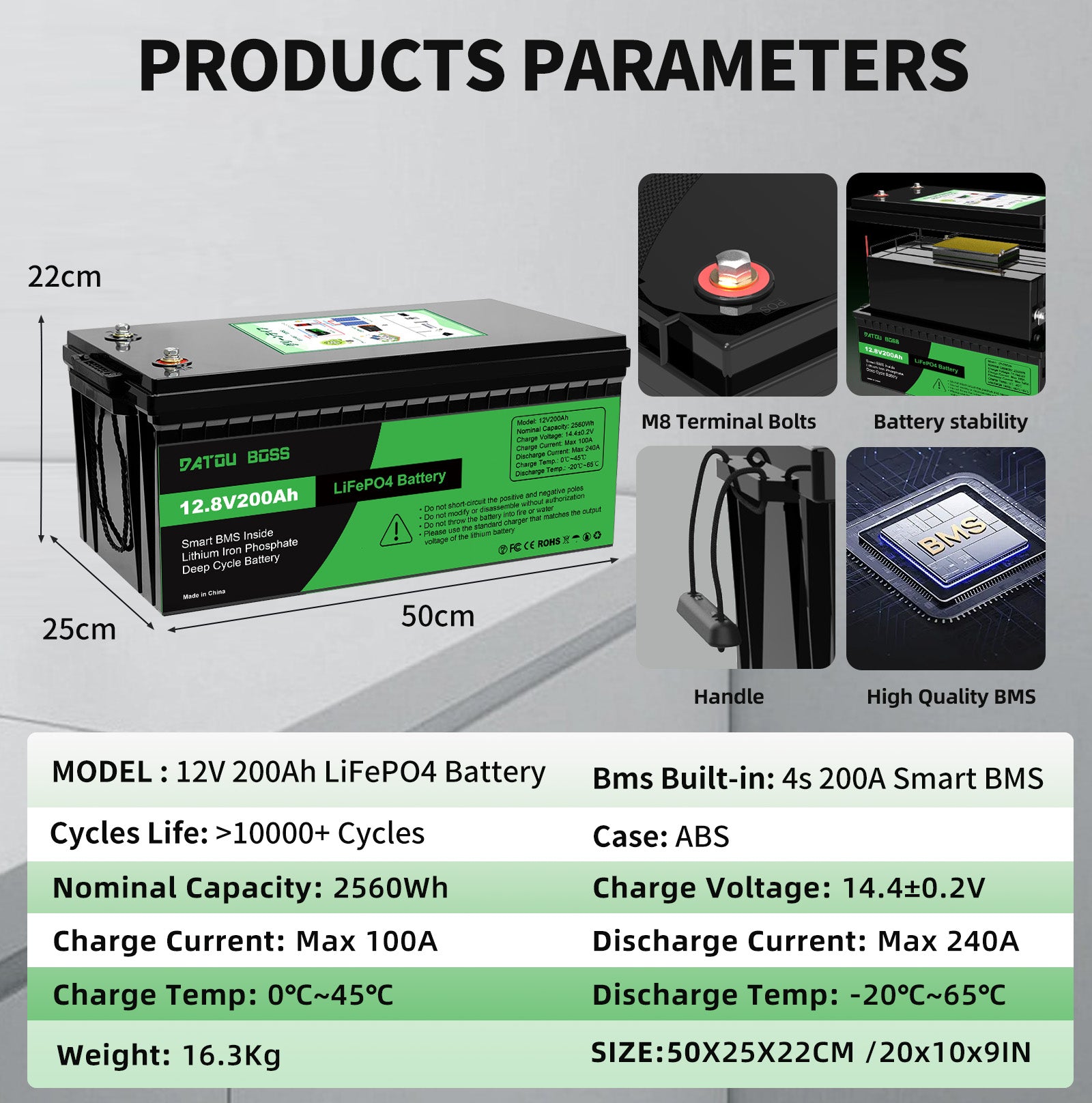 DATOUBOSS Rechargeable Lifepo4 Batteries Voltage Converters Inverter